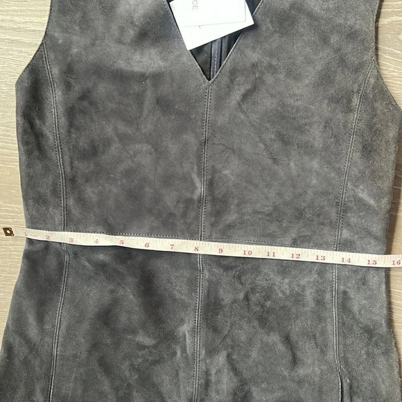 NEW Vince Suede goat leather V Neck Shift Dress - Picture 13 of 14